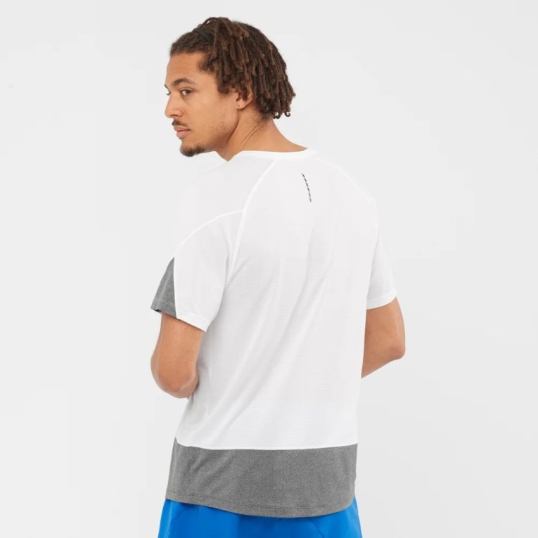 Salomon Cross Run Short Sleeve Men's T-Shirts White / Grey | CA 23Y84